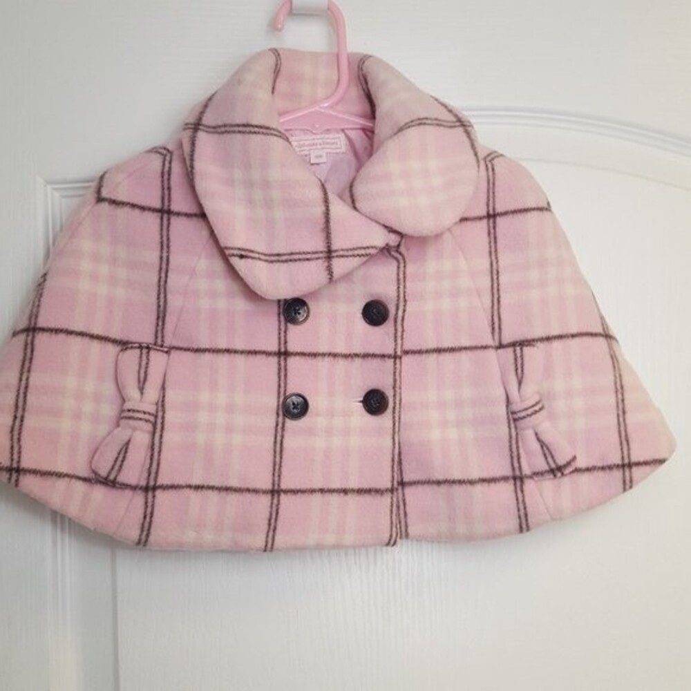 Nicholas & Bears Pink Plaid Winter Wool Cape